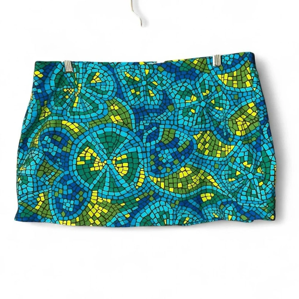 Victoria's Secret Blue and Green Mosaic Skirt swim skirt - Picture 1 of 7